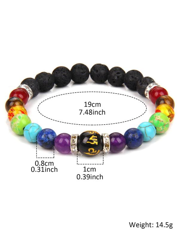Unisex Mixwd Color Stone Beaded Bracelet, Adjustable Bracelet for Women & Men, Fashion Accessories for Daily Wear