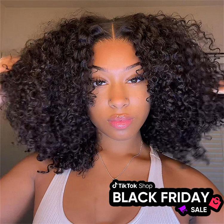 Wiggins Hair Short Curly Wigs Popping Fluffy Curl 250% Density 7x4 Pre Cut Ready To Go Curly Glueless Wigs Ready To Wear Human Hair Beginners Glueless Wig