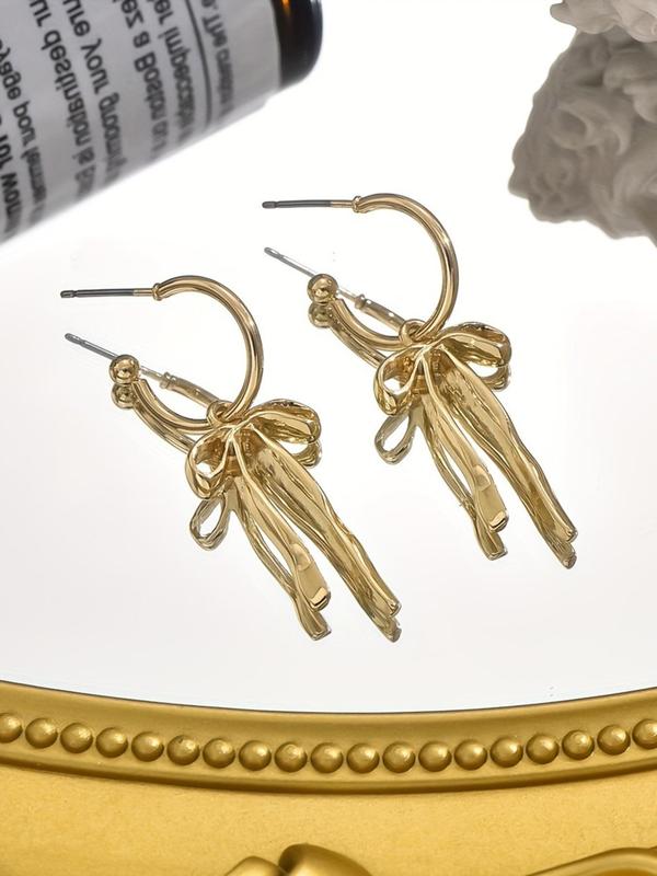 Women's Elegant Bowknot Design Dangle Earrings, Exquisite Trendy Dangle Earrings, Fashionable Jewelry for Women for Daily & Party Decoration