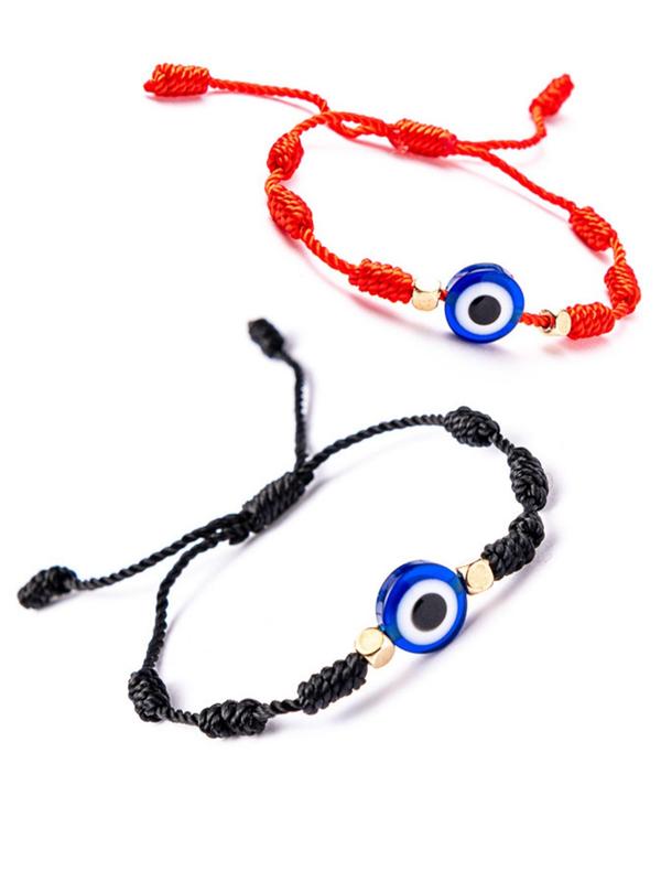 Unisex Summer Simple Style Bracelet with Eye Design,Exquisite Braided Bracelet with Round Charm, Elegant All-match Fashion Accessories for Daily Wear