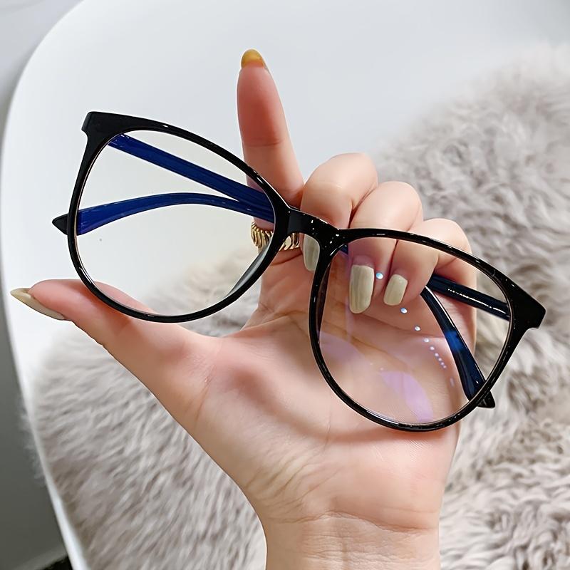 1 Pair Gaming Glasses - Fashion Oversized Round Frame Blue Light Blocking Clear Lens Glasses - For Women - Suitable for Gaming, Computer Use & Reading - Perfect Gift for Gamers & Office Workers