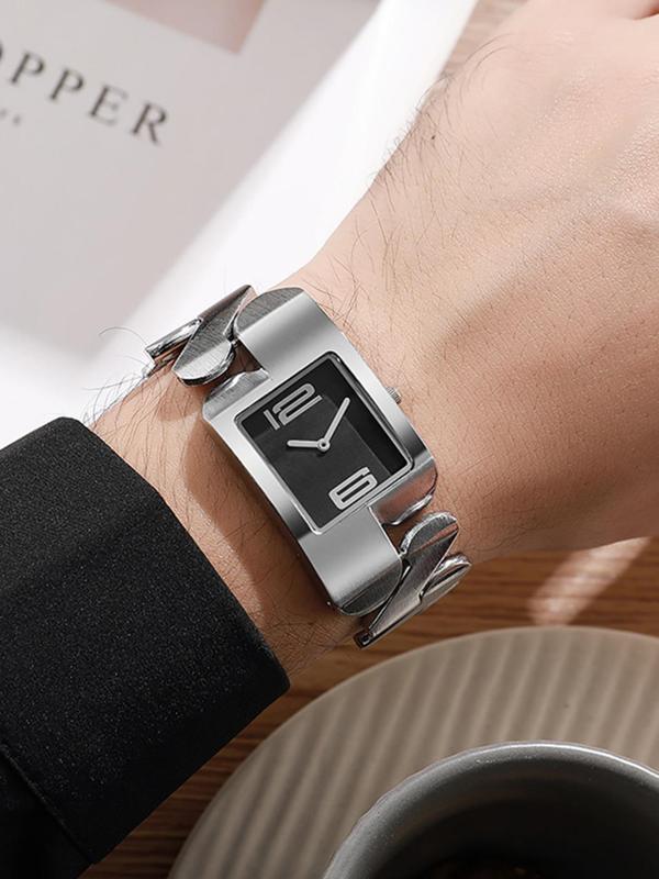 Men's Vintage Square Dial Quartz Watch, Fashionable Wristwatch for Party, Daily Clothing Decor, Trendy All-match & Exquisite Watch for Birthday Gift with Box