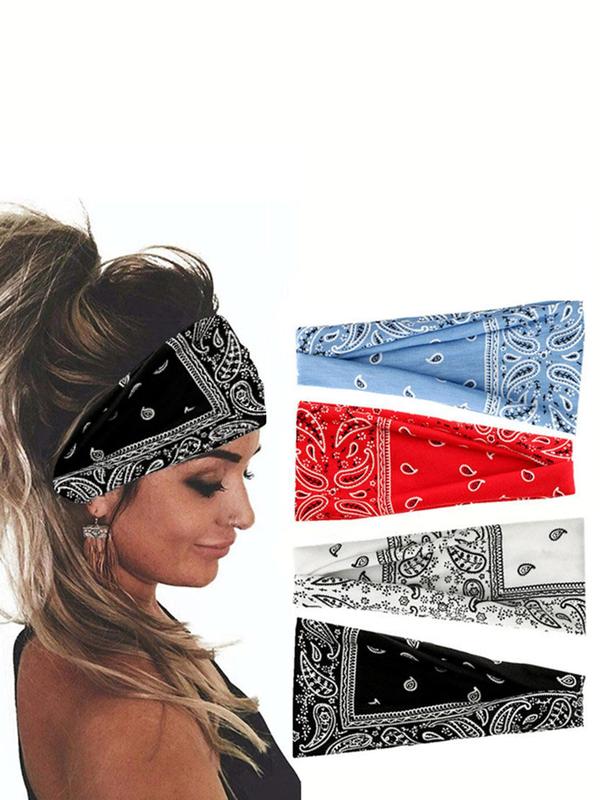 Paisley Pattern Twist Design Sports Hair Band, Breathable Sweat-absorbing Hair Band for Women, Sport Hair Band for Gym Workout Running