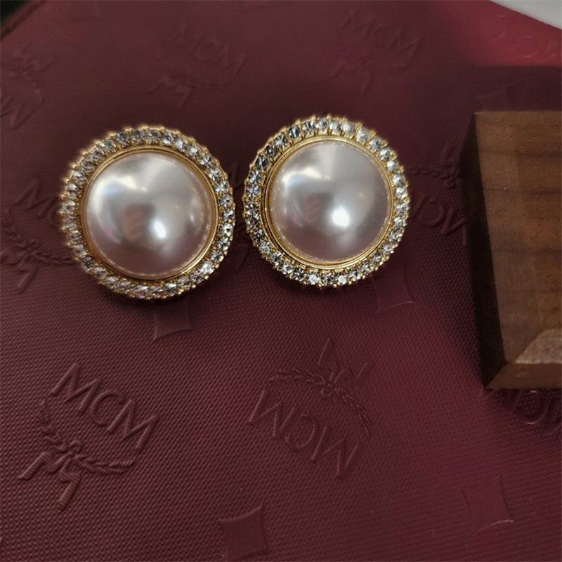 New Fashion Elegant Round Alloy Rhinestone Imitation Pearl Beaded Necklace Earring Jewelry Set Bridal Wedding Accessories