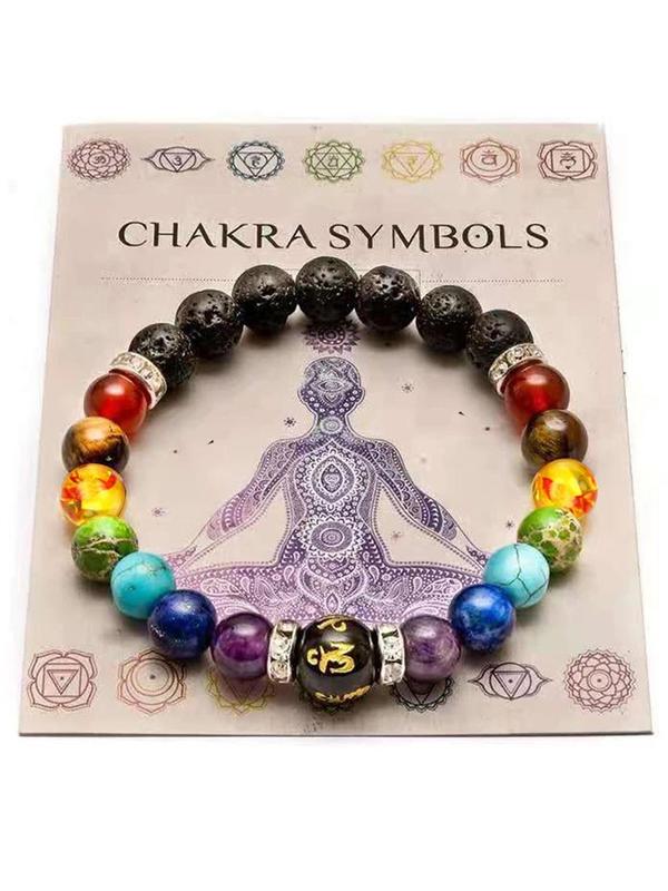 Unisex Mixwd Color Stone Beaded Bracelet, Adjustable Bracelet for Women & Men, Fashion Accessories for Daily Wear