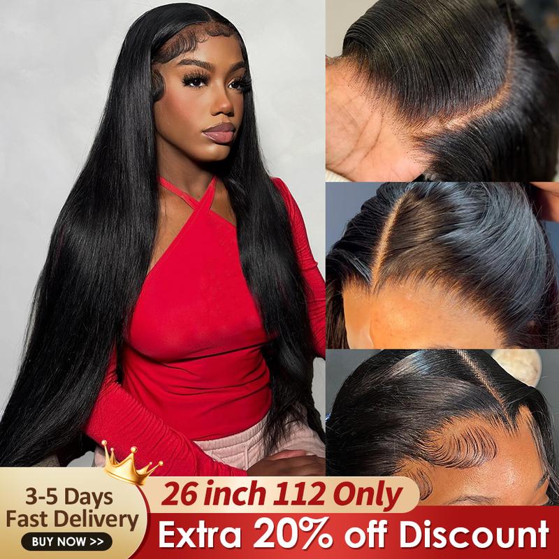 Pizazz 13x5 HD Transparent Lace Front Human Hair Wigs 220 Density PrePlucked Brazilian Straight Lace Frontal Wig with Baby Hair 18-30 inch