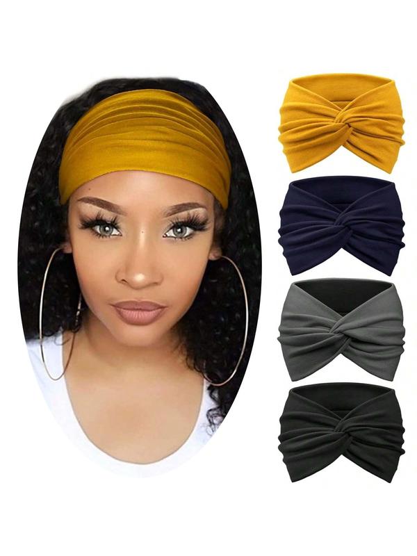 Solid Color Knot Design Hair Band, Casual Wide Band Hair Accessories for Women & Girls, Minimalist Headwear Suitable for Thick Hair