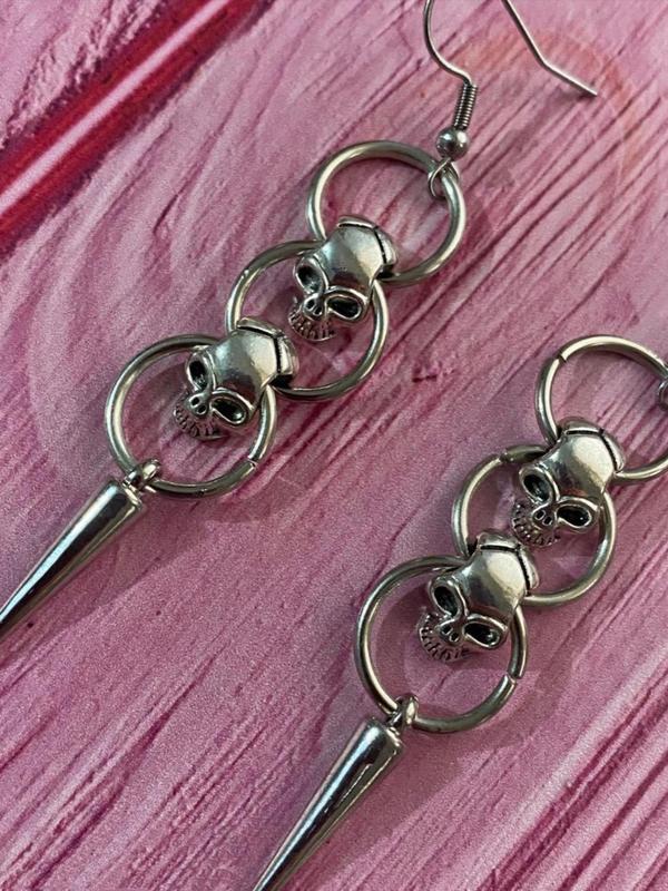 Punk Style Hollow Out Skull Design Dangle Earrings, Fashion  Gothic Jewelry for Party, Daily Clothing Decor, Trendy All-match & Exquisite Jewelry for Birthday Gift