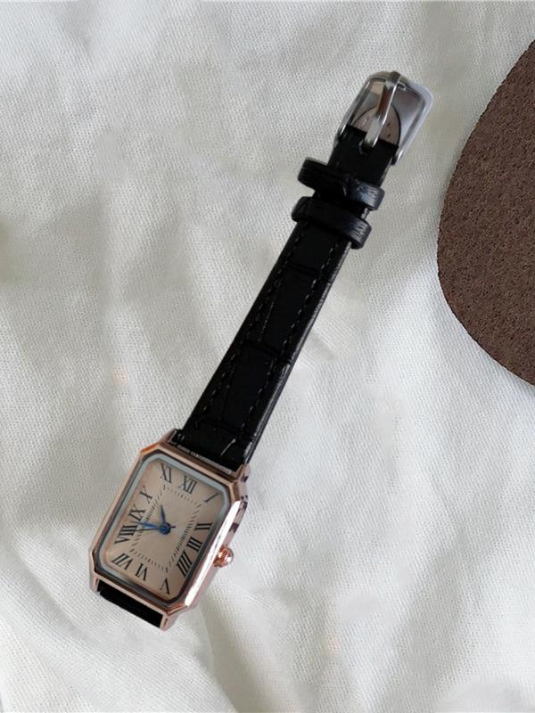 Retro Rectangle Dial Analog Quartz Watch with Adjustable Buckle without Box As Gifts, Ladies Anniversary Birthday Gift