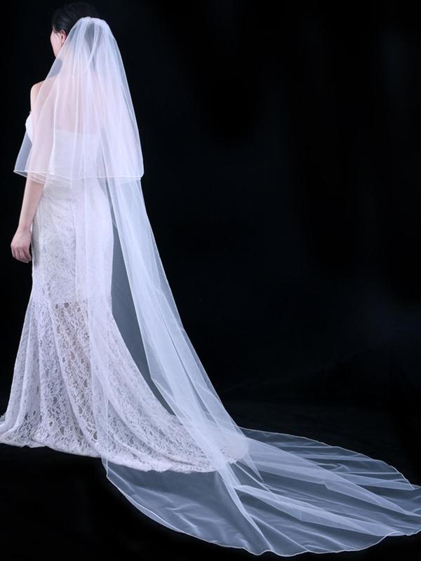 Simple Double Layer Bridal Veil with Hair Comb, Elegant Wedding Bridal Veil, Fashionable Wedding Accessories for Women