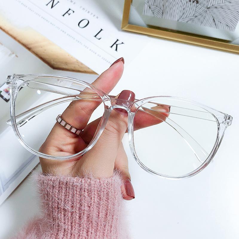 1 Pair Gaming Glasses - Fashion Oversized Round Frame Blue Light Blocking Clear Lens Glasses - For Women - Suitable for Gaming, Computer Use & Reading - Perfect Gift for Gamers & Office Workers