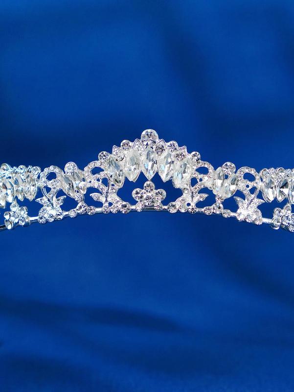 Women's Alloy Rhinestone Decor Crown Bridal Headband, Trendy Elegant Bridal Crown, Stylish Hair Accessories for Wedding Party Hairstyle Ideas