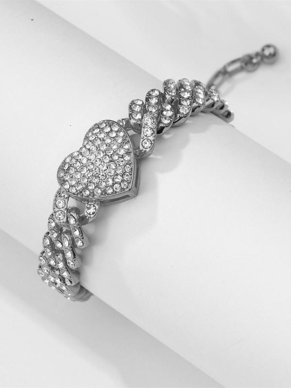 Women's Elegant Trendy Rhinestones Heart Decorated Anklet, Exquisite Fashionable Anklet, Fashion Accessories for Daily & Party Decoration