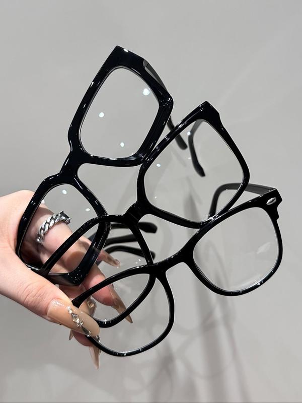 Unisex Simple Style Plain Color Square Frame Eyeglasses, Trendy Casual Eyeglasses for Everyday Use, Fashion Accessories for Outdoor Activities