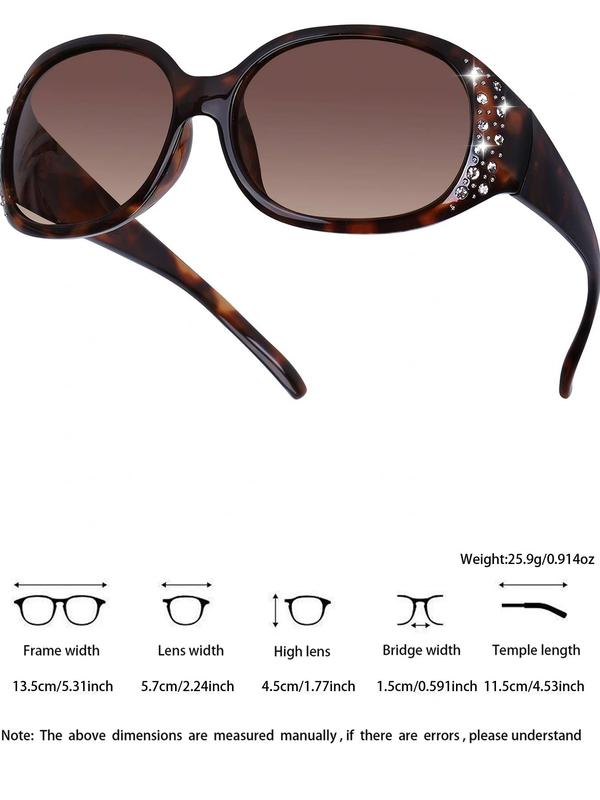 Vintage Rhinestone Decorated Oval Frame Sunglasses, Trendy Sunglasses for Everyday Use, Fashion Accessories for Outdoor Activities