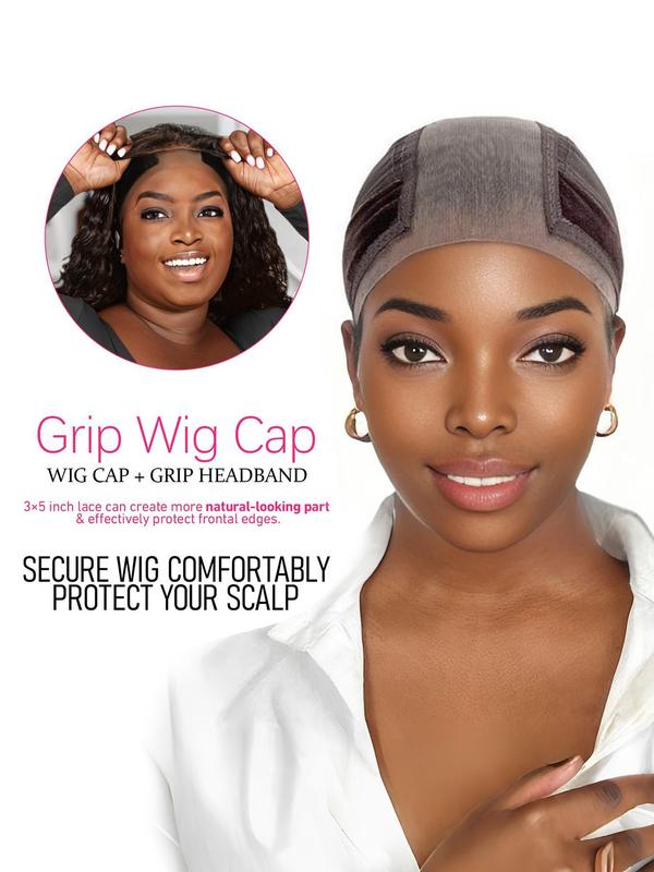 Lace Grip Wig Cap for Women, Non Slip Wig Gripper for Keeping Wigs in Place, Adjustable Wig Cap with Grip Headband, Hair Accessories