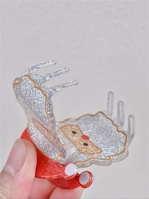 Cute Christmas Themed Hair Claws, Santa & Tree Design Hair Claws, Fashion Hair Accessories for Women & Girls, Perfect for Holiday Styling