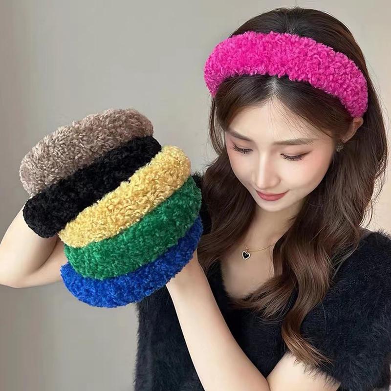 Headband for Washing Face,Spa Facial Headbands, Soft Cute Wool Lamb Hairband for Skincare Makeup Women Girls Shower Makeup Mask Non Slip Thick Thin