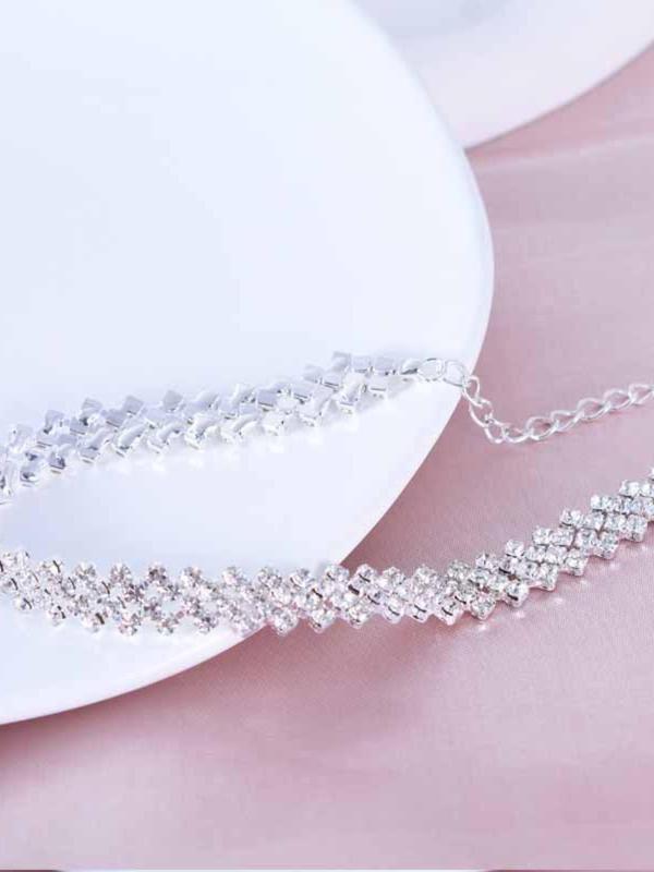 Women's Elegant Rhinestone Decorated Anklet,  Simple Trendy Alloy Anklet, Fashionable Body Jewelry for Daily & Party Decoration