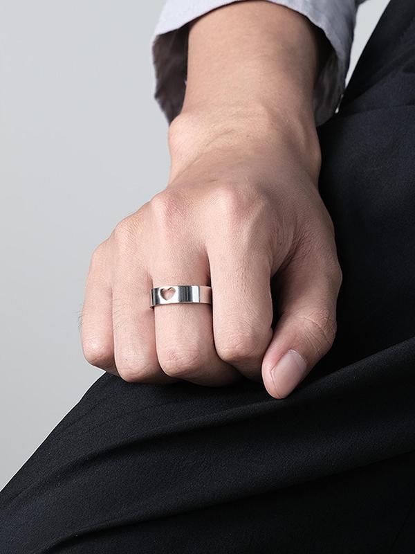 Hollow Out Heart Design Couple Ring with Gift Box, Elegant Rose Gift Box Engagement Ring, Fashion Accessories for Women & Men