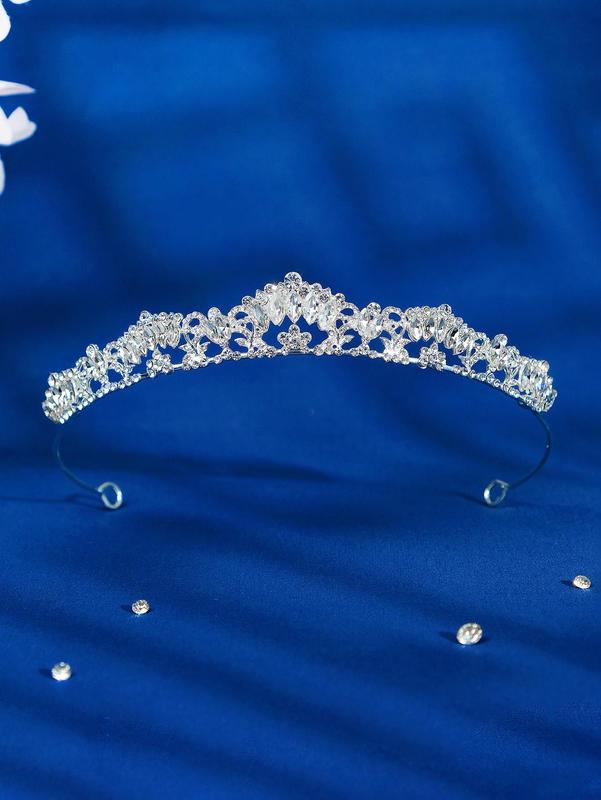 Women's Alloy Rhinestone Decor Crown Bridal Headband, Trendy Elegant Bridal Crown, Stylish Hair Accessories for Wedding Party Hairstyle Ideas
