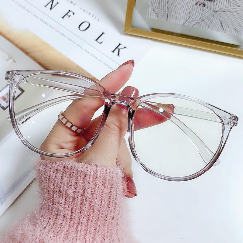 1 Pair Gaming Glasses - Fashion Oversized Round Frame Blue Light Blocking Clear Lens Glasses - For Women - Suitable for Gaming, Computer Use & Reading - Perfect Gift for Gamers & Office Workers