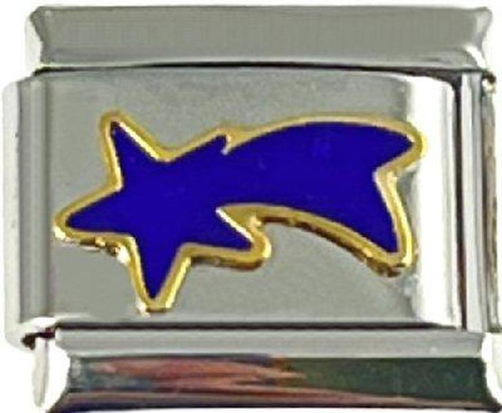 Italian Charm Link 9mm Blue Purple Shooting Star Charm