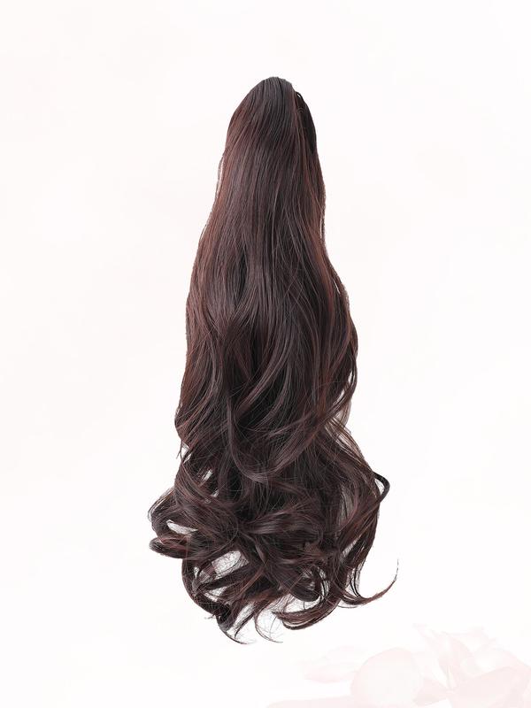 18 24 Inch Long Curly Wavy Clip in Synthetic Wigs, Synthetic Hair Extensions for Women, Natural Fluffy Ponytail Extension, Synthetic Hairpiece for Daily Use