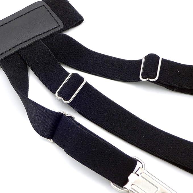 Adjustable Elastic Garter Military Shirt Holder with Non-Slip Locking Clamps for Men