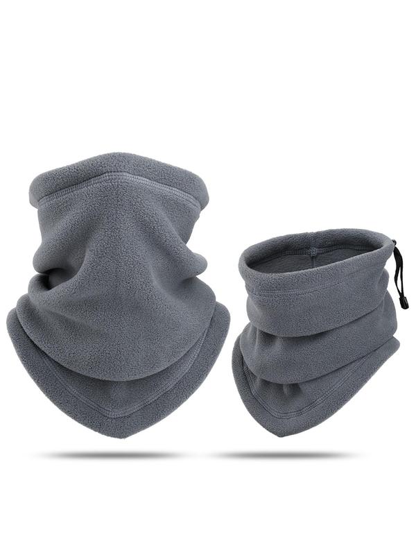 2024 New Style Solid Color Winter Neck Warmer, Drawstring Thermal Bandana, Face Cover Half Fleece Mask, Hiking Cycling Running Sport Ski Tube Scarf, Women Men