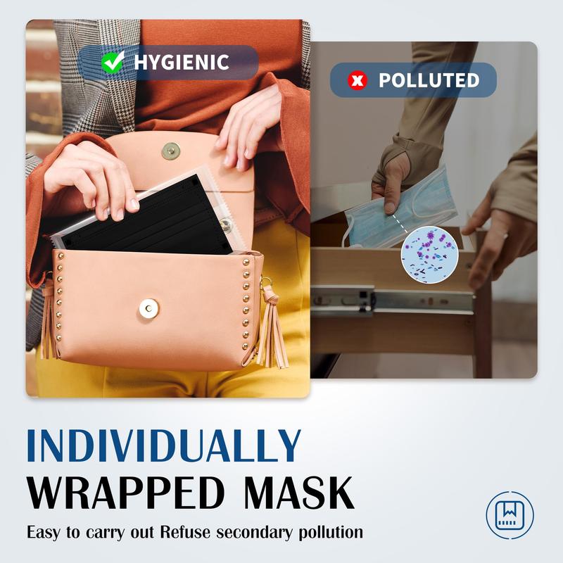 Disposable Face Mask For Adults - 100 Pack Individually Wrapped,4 Ply Protection Face Masks,Colorful Face Masks Disposable