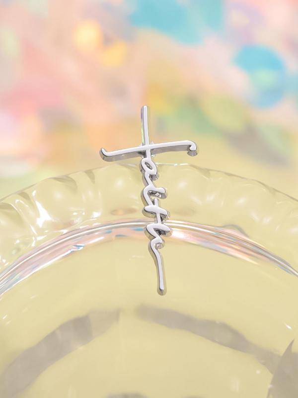 Letters Design Heart & Cross Brooch Set, Fashionable Clothes Accessories for Men & Women, Enamel Pin for Backpacks, Jeans, Scarves, Hats Decoration