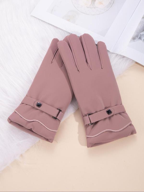 Women's Solid Color Touch Screen Gloves, Casual Soft Warm Gloves for Fall & Winter, Fashion Accessories for Women & Girls