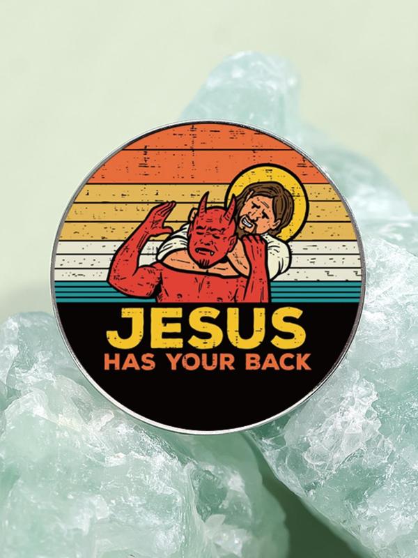 Summer Letters & Jesus Print Pin Brooch, Round Badge, Fashion Accessories for Men & Women for Backpacks, Jeans, Scarves, Hats Decoration Fixed Buckle