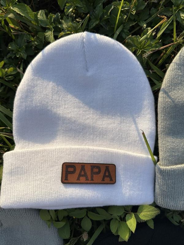 Pawpaw, Papa, Grandpa, Pops, Dad, Daddy Leather patch hat and Beanie,  Richardson 112 hat Richardson 112 Trucker Hat & Yupoong Laser Engraved Leather Patch Hat, Men's Hats, Perfect Dad Gift