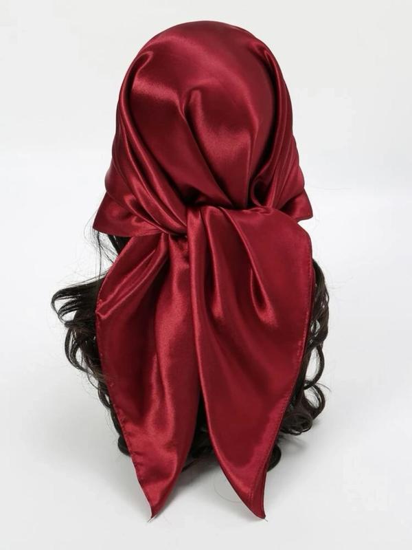 Women's Solid Color Satin Scarf, Fashionable Soft Scarf for Daily Wear, Casual Versatile Scarf for Women & Girls