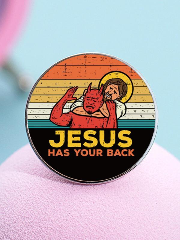 Summer Letters & Jesus Print Pin Brooch, Round Badge, Fashion Accessories for Men & Women for Backpacks, Jeans, Scarves, Hats Decoration Fixed Buckle