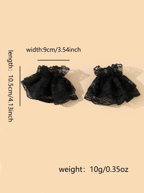1 Pair Women's Solid Color Floral Lace Mesh Wrist Sleeves, Fashionable Trendy Sheer Design Wrist Sleeves, Casual Trendy Wrist Sleeves for Daily Use