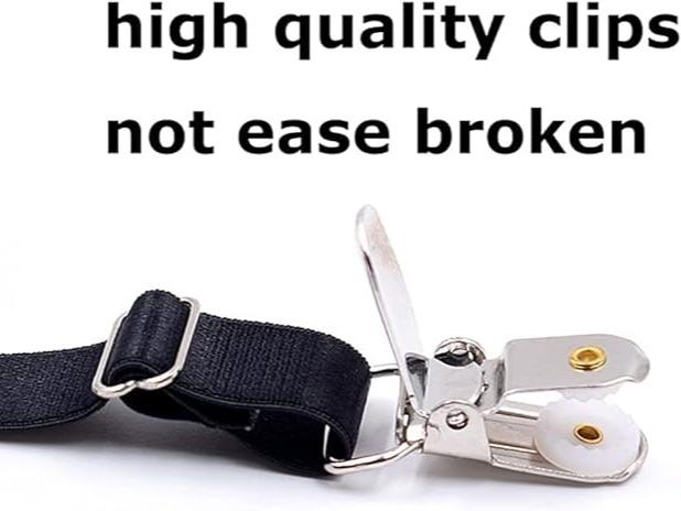 Adjustable Elastic Garter Military Shirt Holder with Non-Slip Locking Clamps for Men