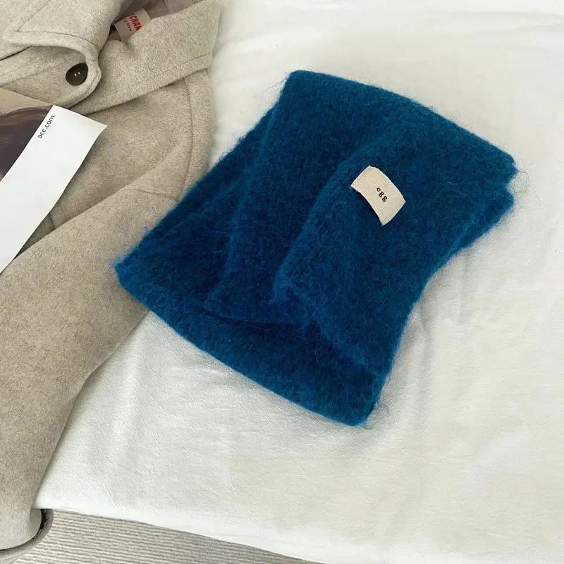 Thicken Cashmere Scarf Women Luxury Winter Warmer Soft Pashmia Shawl Wrap Scarves Korean Pure Color Knitted Long Scarf for Women