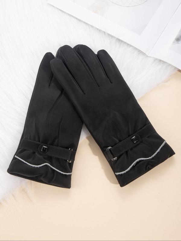 Women's Solid Color Touch Screen Gloves, Casual Soft Warm Gloves for Fall & Winter, Fashion Accessories for Women & Girls