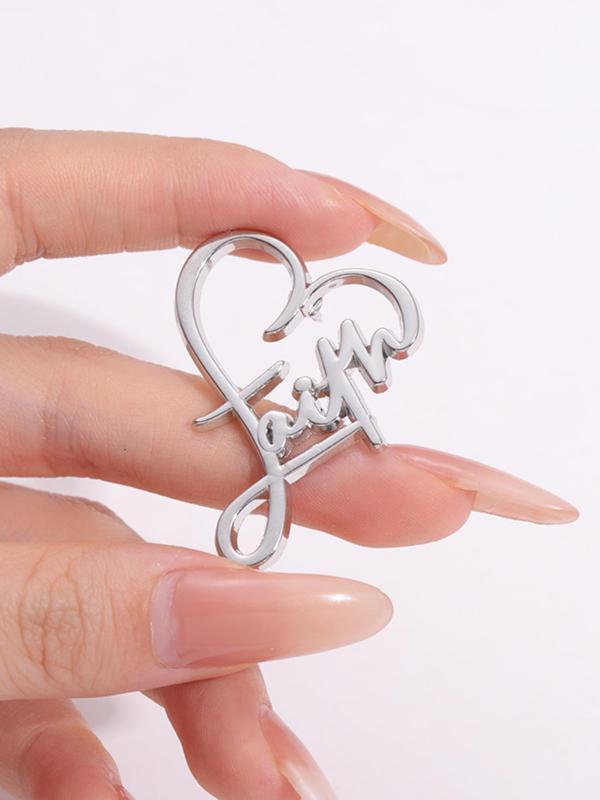 Letters Design Heart & Cross Brooch Set, Fashionable Clothes Accessories for Men & Women, Enamel Pin for Backpacks, Jeans, Scarves, Hats Decoration
