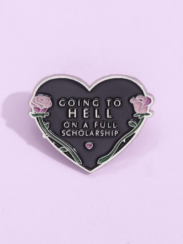 Summer 2024 Letter & Rose Design Pin Brooch, Fashion Casual Cute Alloy Accessories for Daily Holiday Gift, Fashion Brooch for Daily Clothing Decor, Trendy All-match & Exquisite Jewelry for Women