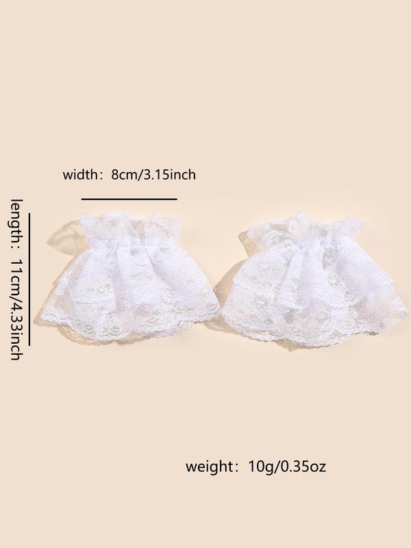 1 Pair Women's Solid Color Floral Lace Mesh Wrist Sleeves, Fashionable Trendy Sheer Design Wrist Sleeves, Casual Trendy Wrist Sleeves for Daily Use