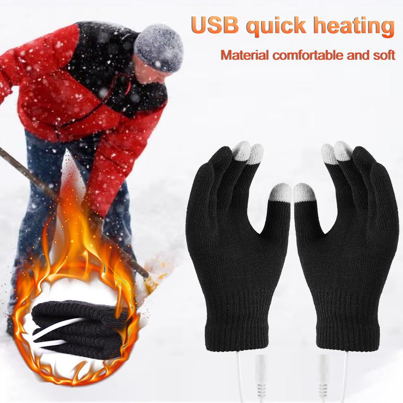 Electric USB Heated Gloves for Men and Women, Soft Knitting Heating Gloves  Touchscreen Hand Warm Windproof Thermal Winter Ski