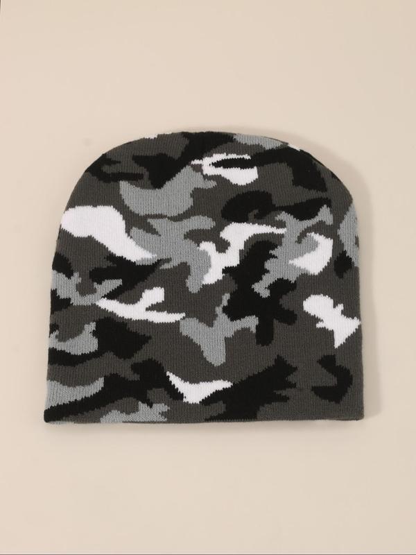 Camo Pattern Beanie Hat, Casual Outdoor Sports Hat for Men & Women, Fashion Accessories for Fall & Winter