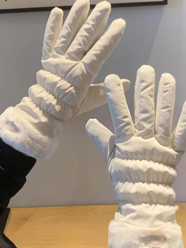 Women's Solid Color Thermal Lined Gloves, Casual Touch Screen Warm Gloves for Fall & Winter, Fashion Accessories for Women & Men
