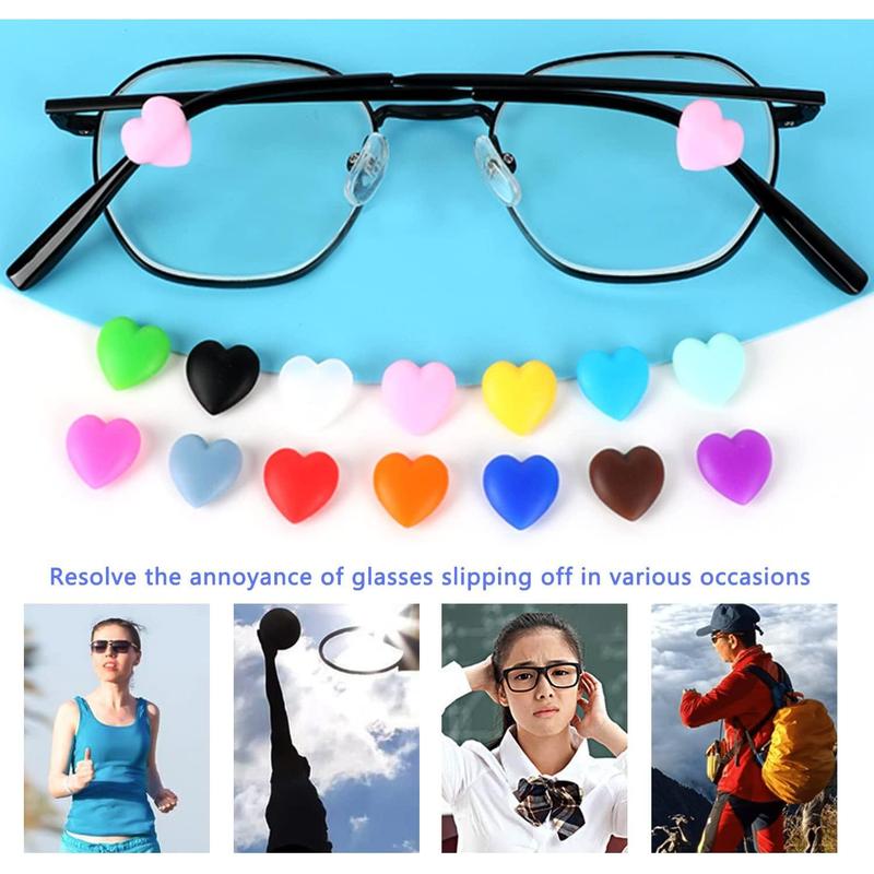 Eyeglasses Ear Grip Heart-Shaped Silicone Retainers Soft Ear Hooks Anti-Slip Holder Eyeglasses Stopper
