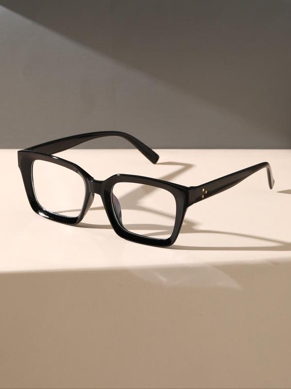 Unisex Simple Style Plain Color Square Frame Eyeglasses, Trendy Casual Eyeglasses Suitable for Daily and Vacations, Fashion Accessories for Outdoor Activities