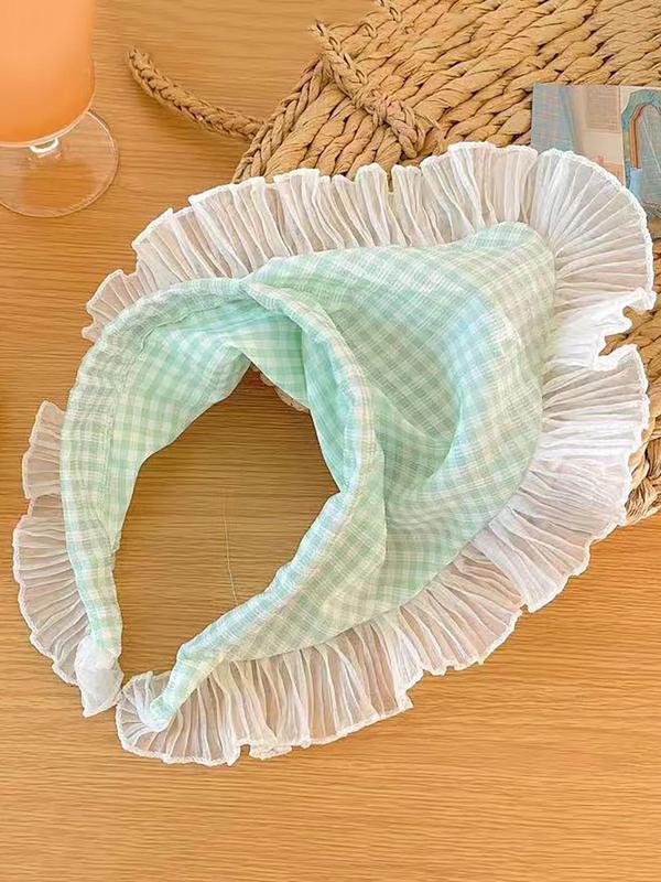 Cute Plaid Pattern Contrast Lace Headband, Summer Fashionable Headband for Women & Girls, Elegant All-match Fashion Accessories for Daily Wear